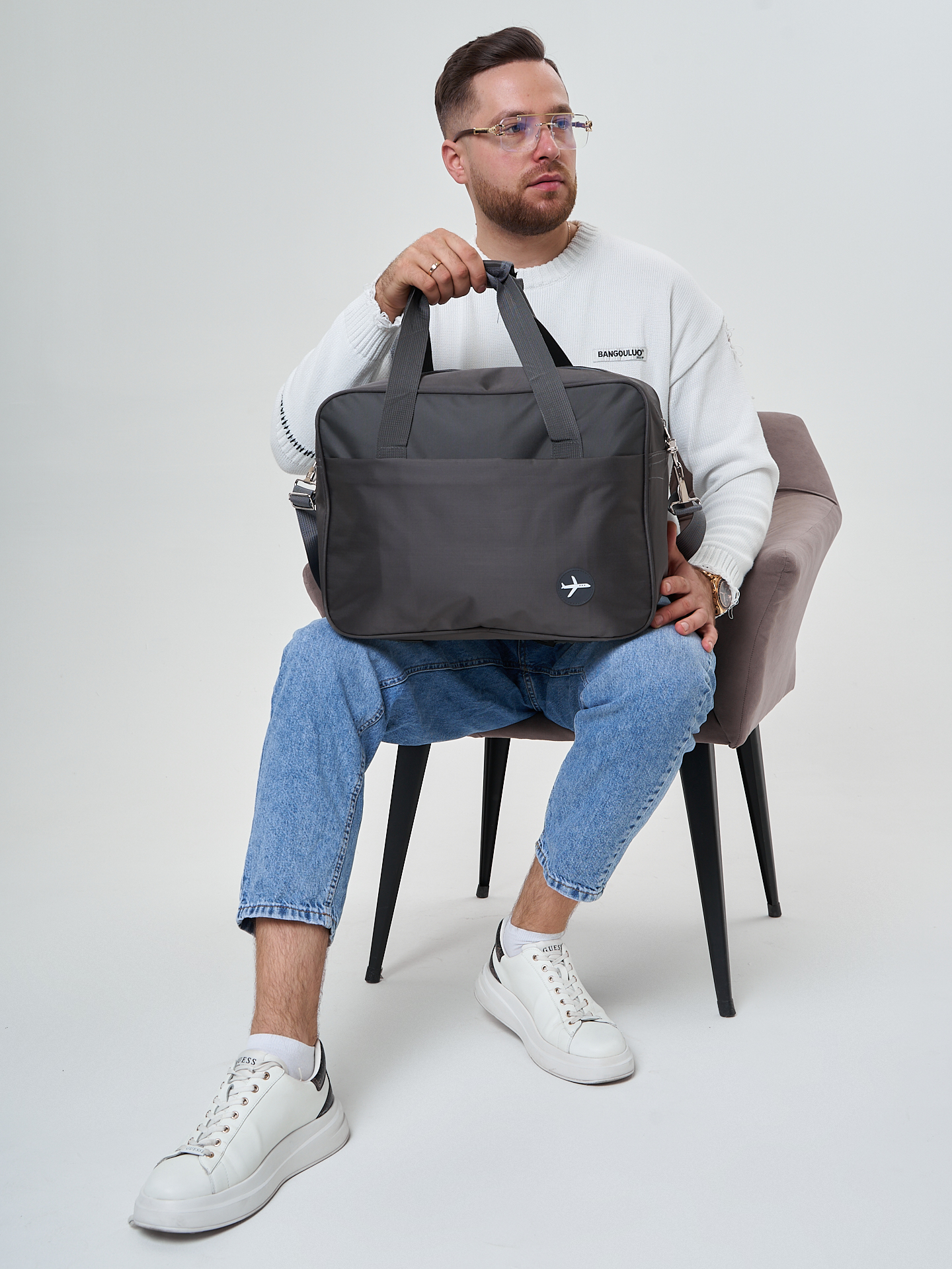 

Дорожная сумка унисекс NoBrand 1114 серая, 30х20х40 см, Серый, 1114