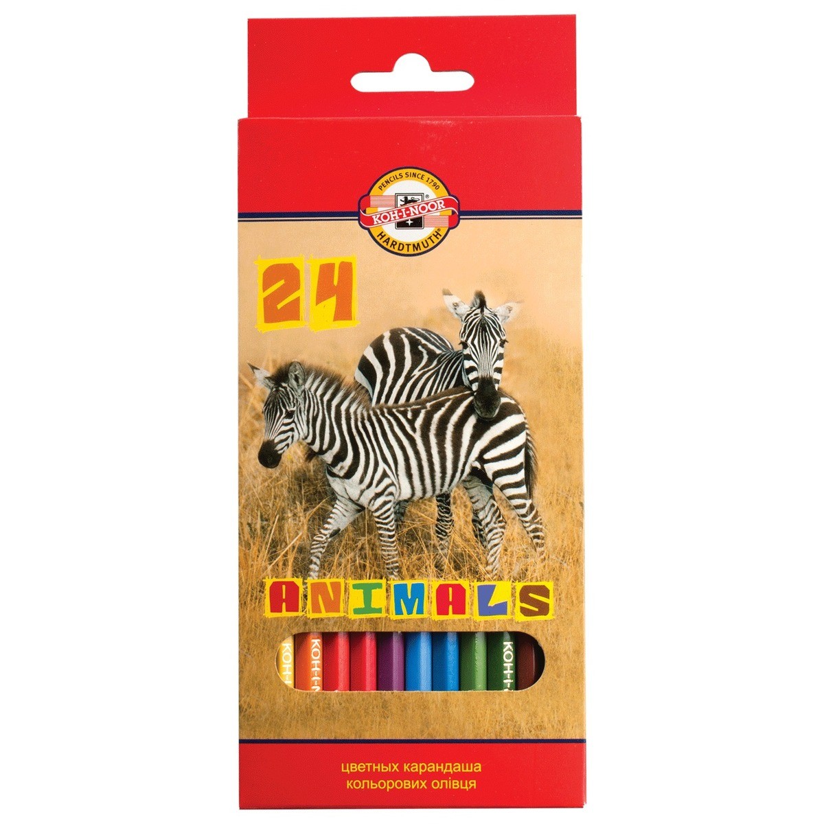 

KOH-I-NOOR "Animals", 24 цвета, грифель 2,8 мм, заточенные
