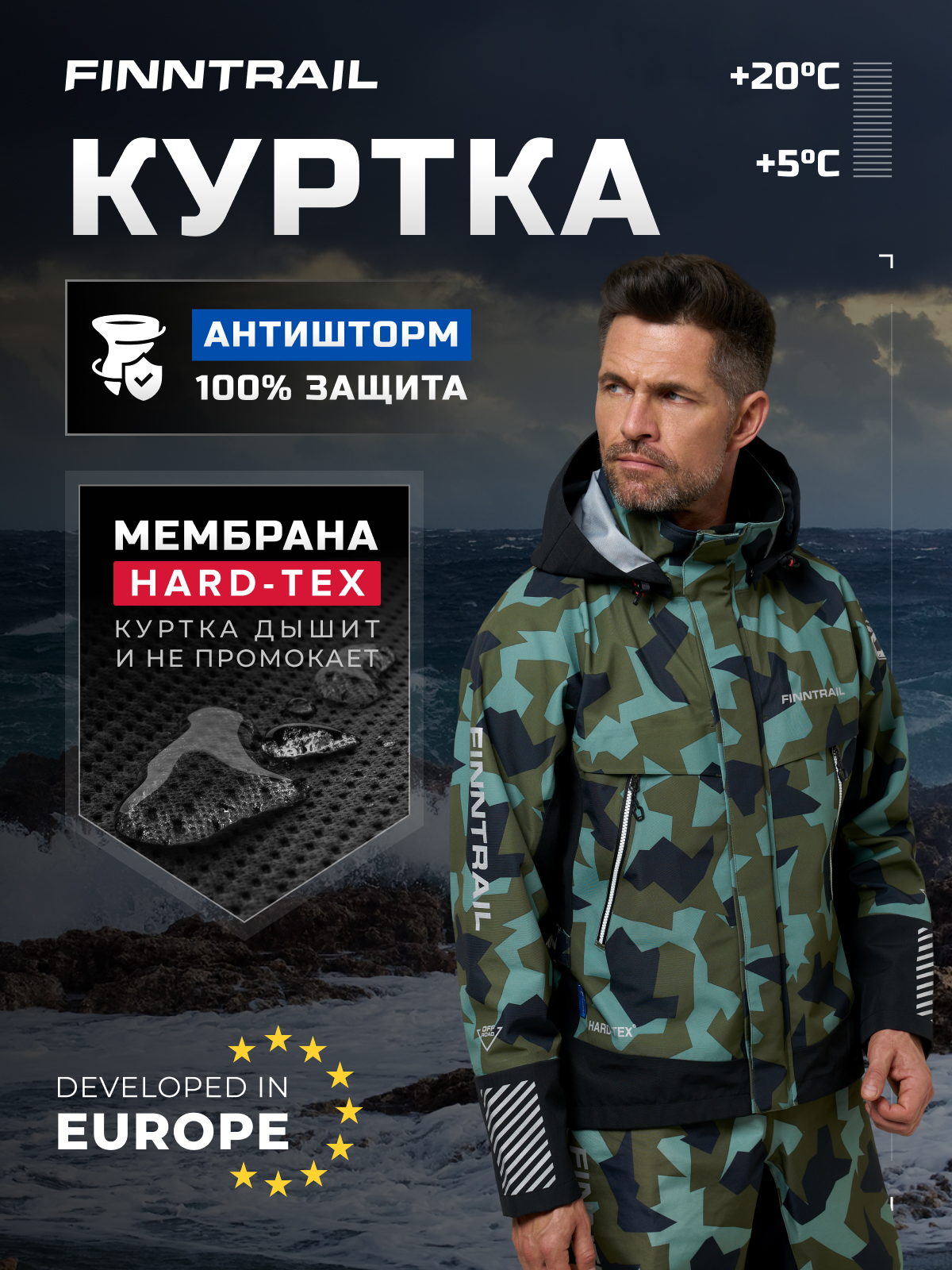 Мембранная куртка Finntrail Speedmaster, СamoArmy, размер М