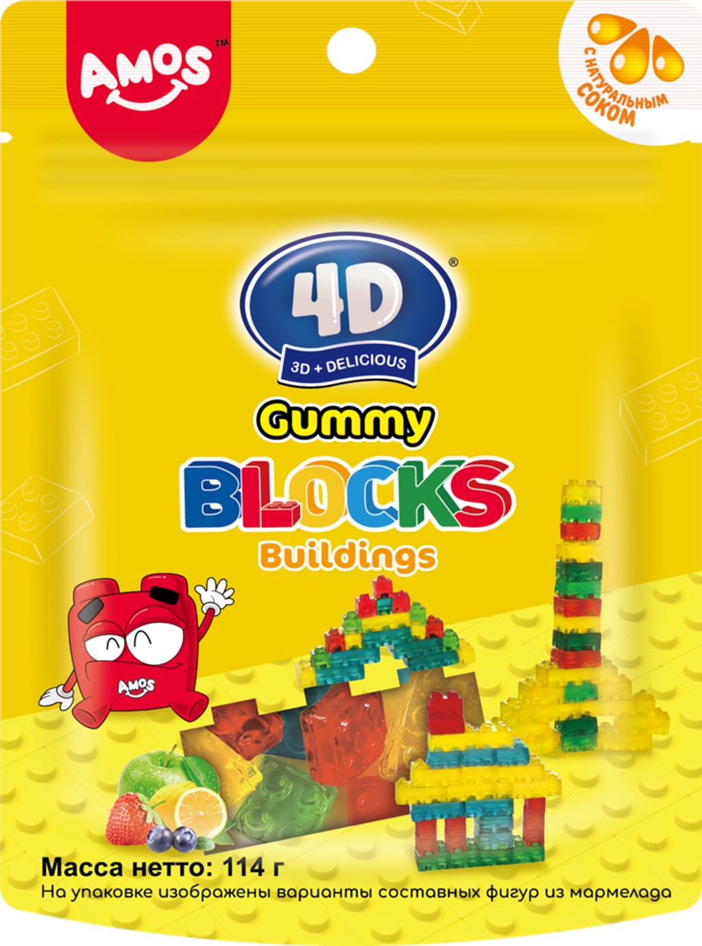 

Мармелад жевательный Amos 4D Gummy Blocks-Building 114 г