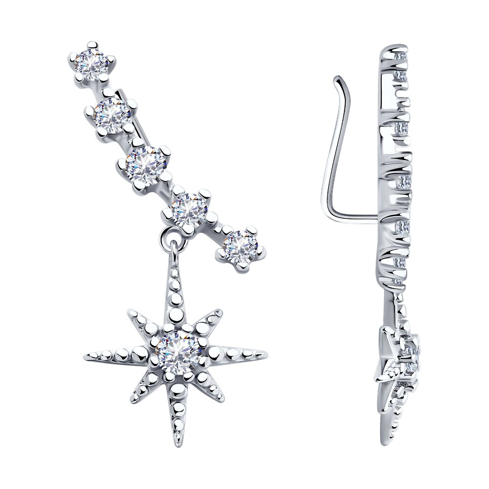 

Серьги клаймберы из серебра SOKOLOV 94025933, фианит, 94025933