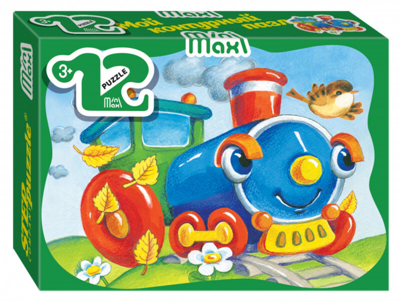 фото Мозаика puzzle 12 паровозик (mini-maxi) steppuzzle 87003 step puzzle