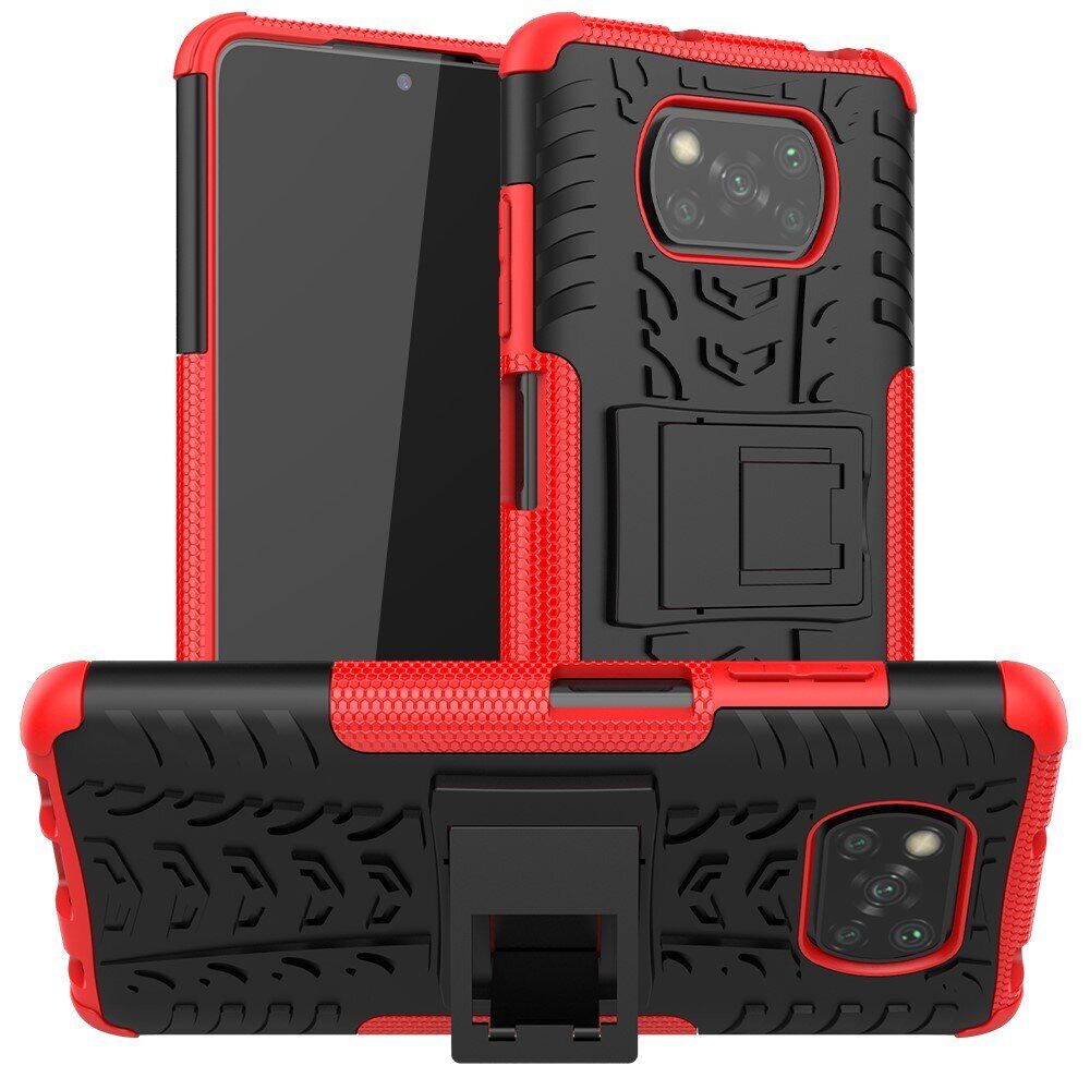 фото Чехол gsmin hybrid case для xiaomi poco x3 силикон + пластик (красный)