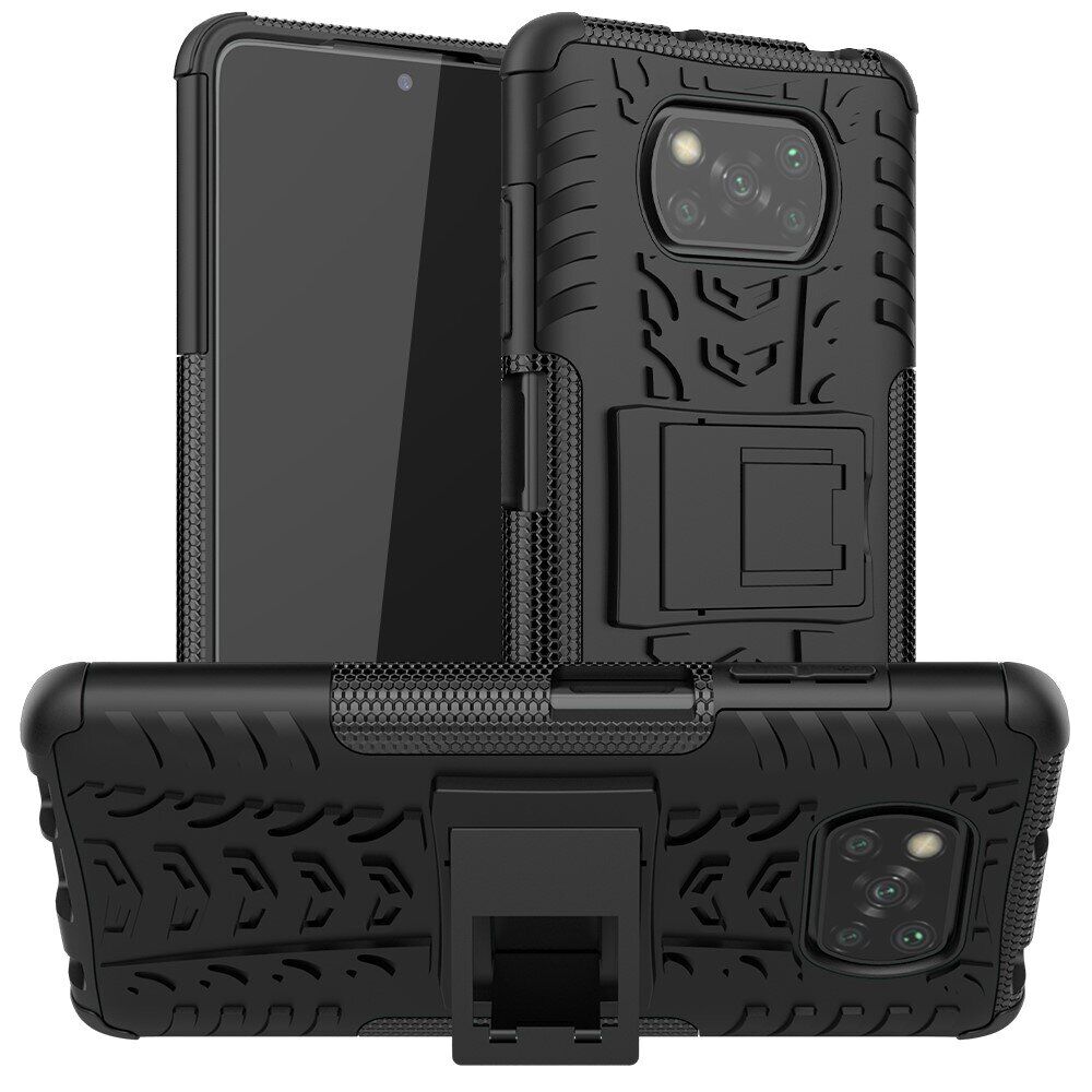 фото Чехол gsmin hybrid case для xiaomi poco x3 силикон + пластик (черный)