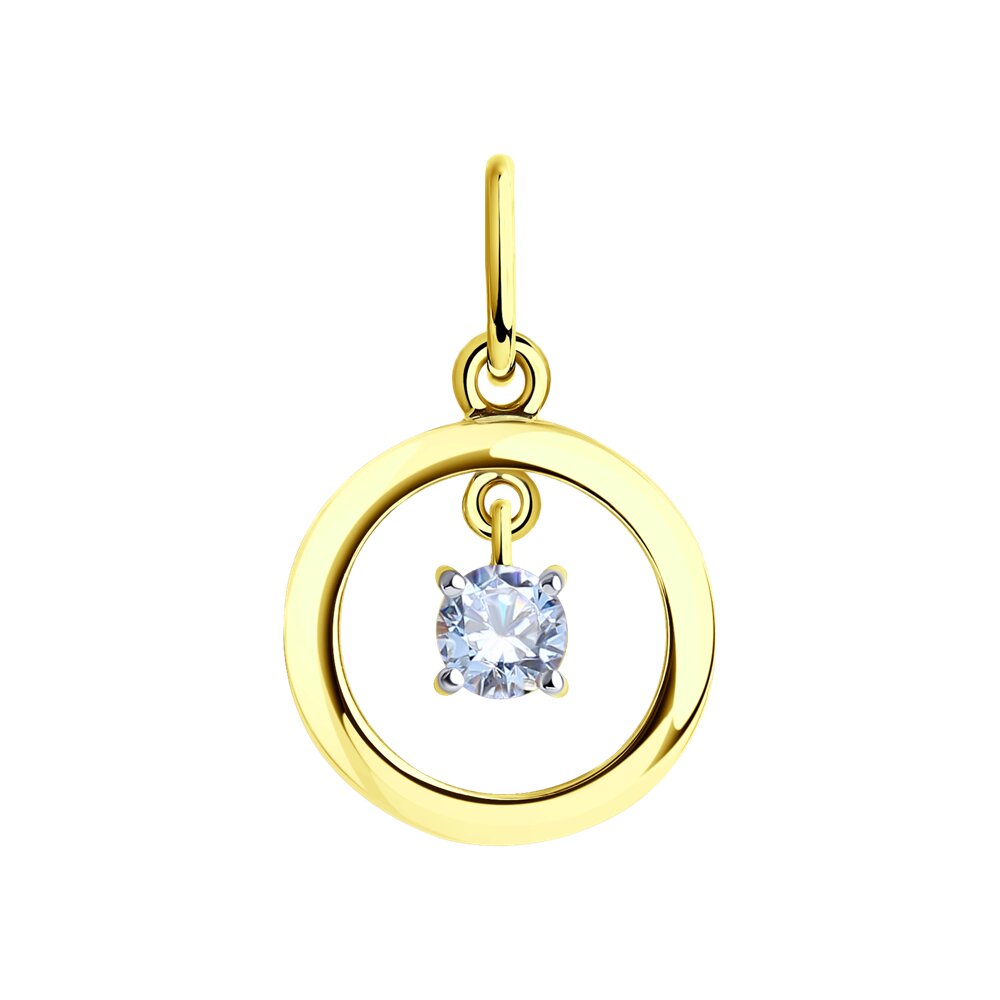 Подвеска из желтого золота Diamant 51-130-01109-2-2, фианит