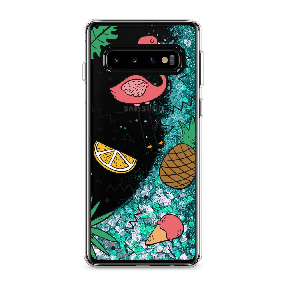 

Жидкий чехол с блестками "Гавайский фон" на Samsung Galaxy S10, 27095-1