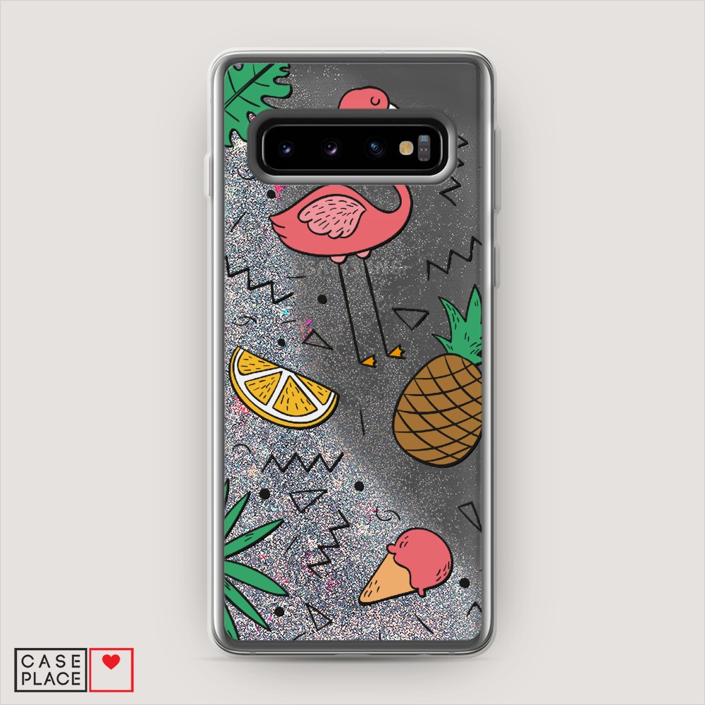 

Жидкий чехол с блестками "Гавайский фон" на Samsung Galaxy S10, 27091-1