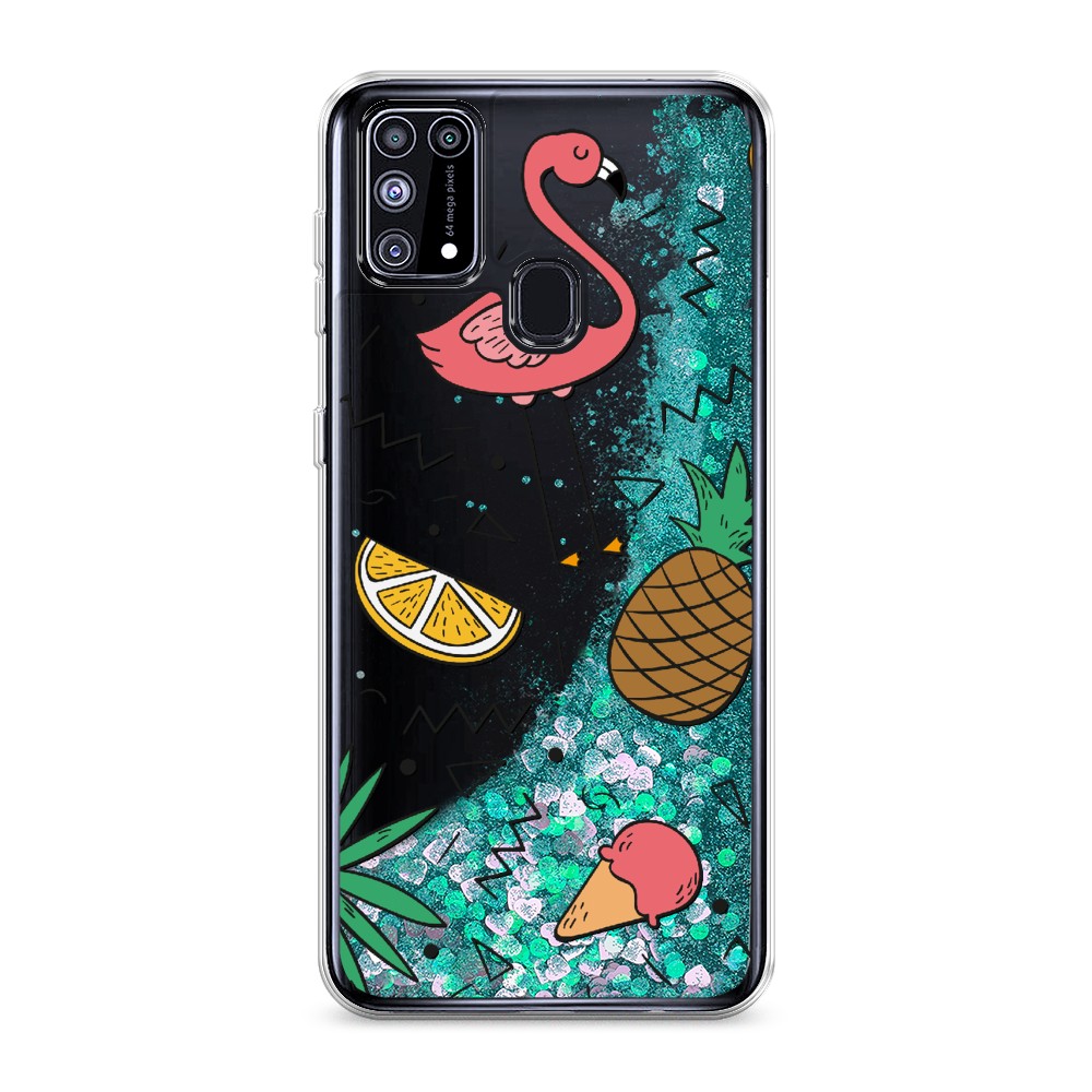 

Жидкий чехол с блестками "Гавайский фон" на Samsung Galaxy M31, 2100795-1
