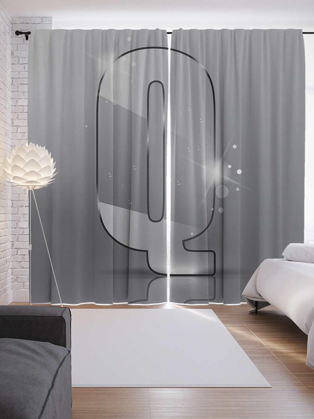 

Шторы с фотопечатью "Сверкающая q" из сатена, 290х265 см