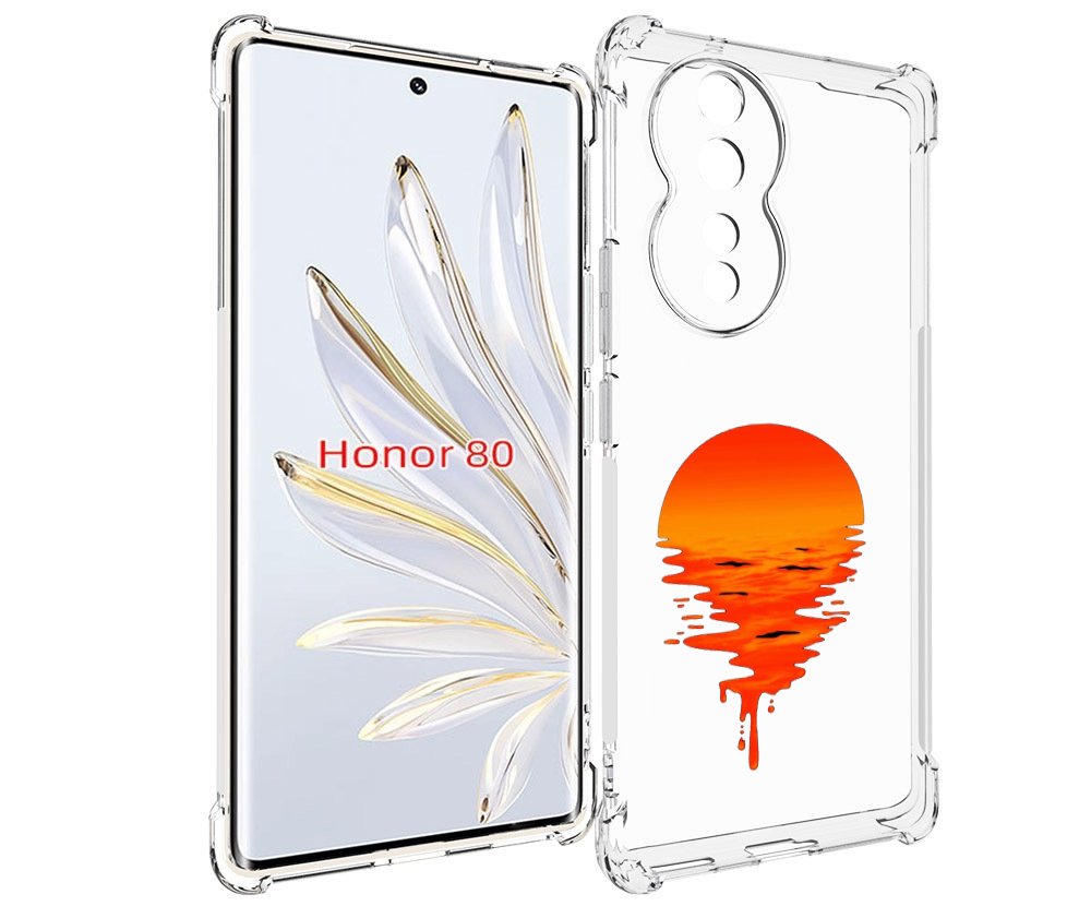 

Чехол MyPads оранжевый закат на воде для Honor 80, Прозрачный, Tocco