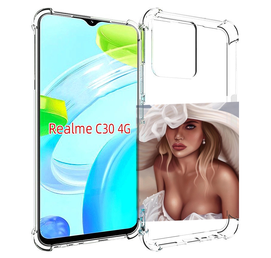 Чехол MyPads девушка-в-белой-шляпе женский для Realme C30 4G / Narzo 50i Prime