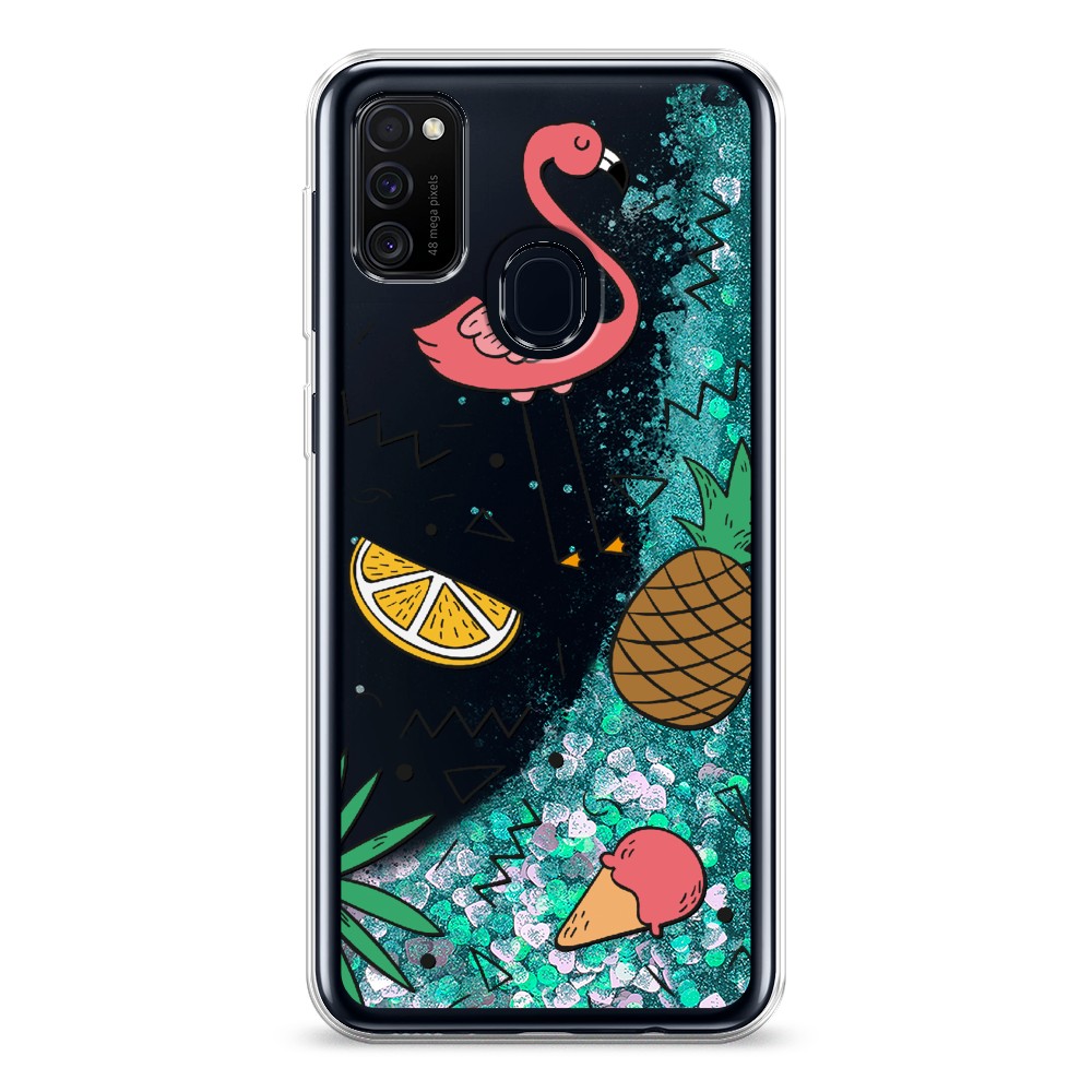 

Жидкий чехол с блестками "Гавайский фон" на Samsung Galaxy M30s, 29895-1