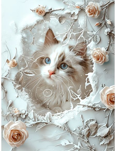 

Алмазная мозаика на подрамнике Кот за стеной, 90x70 см, 50 цветов, 82581, ПРА-664