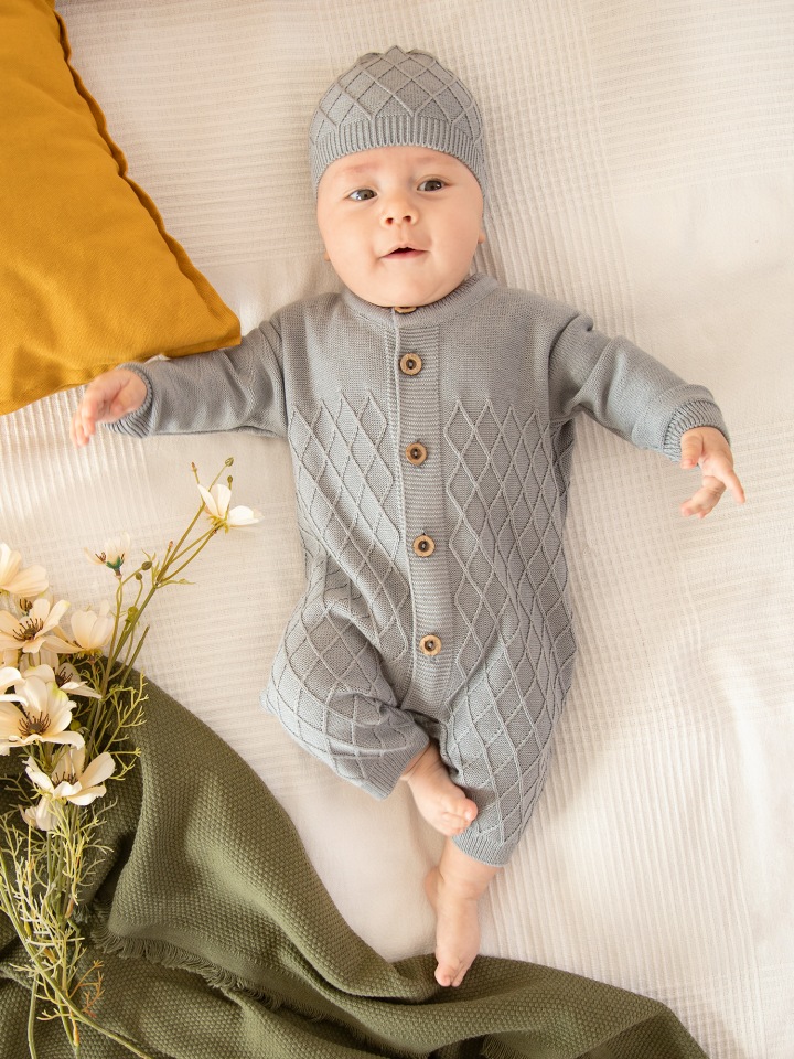 фото Комбинезон детский amarobaby pure love elegant ab-od21-ple5/11 серый р.80