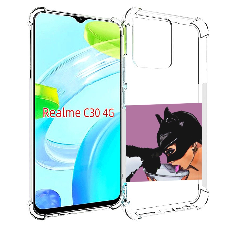 

Чехол MyPads девушка с котом пьют молоко женский для Realme C30 4G / Narzo 50i Prime, Прозрачный, Tocco