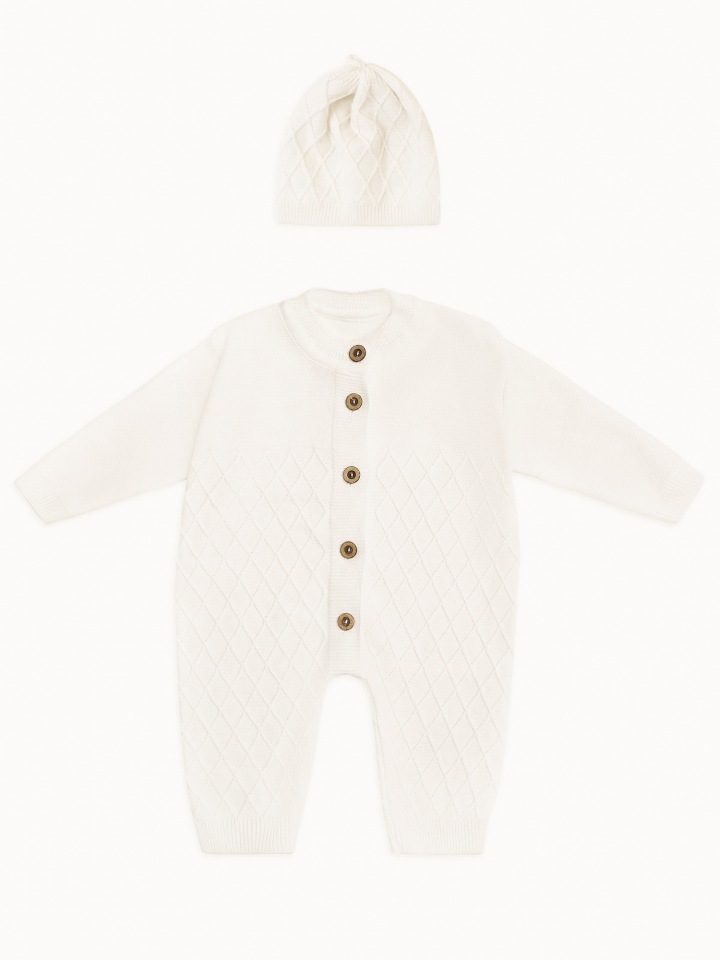 фото Комбинезон детский amarobaby pure love elegant ab-od21-ple5/33 молочный р.74