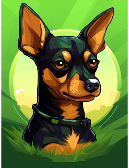 

Алмазная мозаика на подрамнике Карликовый пинчер, 40x30 см, 47 цветов, 81055, ПРА-662