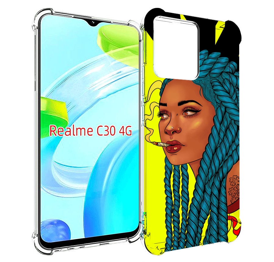 

Чехол MyPads девушка с запутанными волосами синий женский для Realme C30 4G, Прозрачный, Tocco