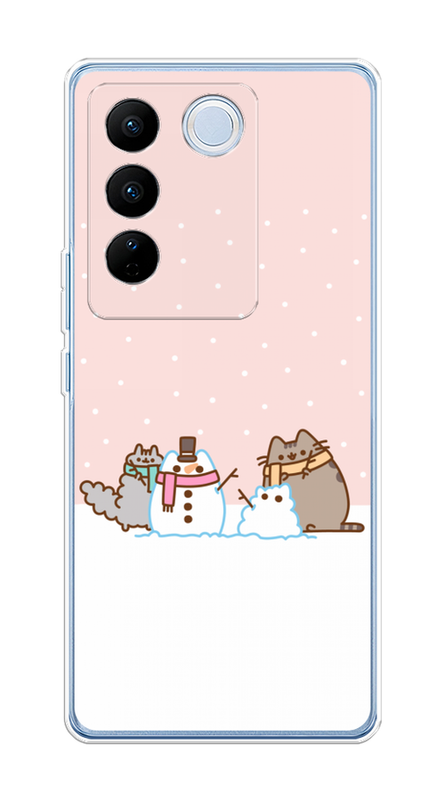 

Чехол на Vivo V27/V27 Pro "Котики в снегу", Розовый;белый;серый, 268550-5