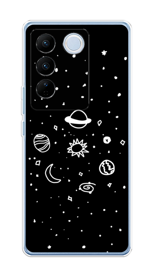 

Чехол на Vivo V27/V27 Pro "Дудл солнечной системы", Бежевый;серый, 268550-2