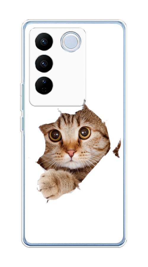

Чехол на Vivo V27/V27 Pro "Кот и бумага", Белый;коричневый, 268550-1