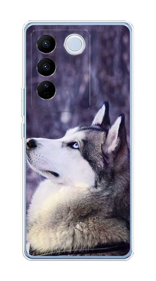 

Чехол на Vivo V27/V27 Pro "Хаски 1", Фиолетовый;белый, 268550-1