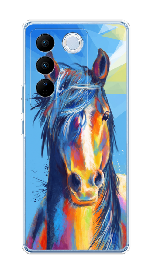 

Чехол на Vivo V27/V27 Pro "Лошадь арт 3", Голубой;желтый;синий, 268550-1