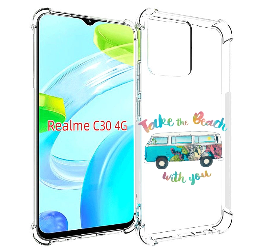 

Чехол MyPads Хиппи автобус для Realme C30 4G / Narzo 50i Prime, Прозрачный, Tocco