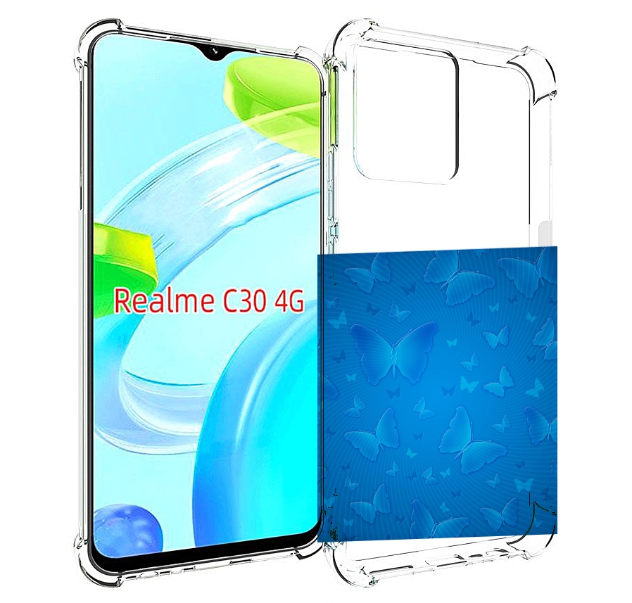 

Чехол MyPads голубые-бабочки для Realme C30 4G / Narzo 50i Prime, Прозрачный, Tocco