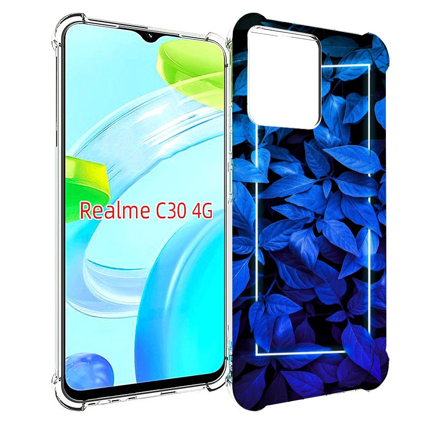 

Чехол MyPads голубые цветочки неон для Realme C30 4G / Narzo 50i Prime, Прозрачный, Tocco