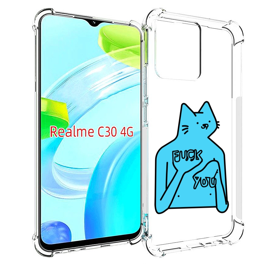 

Чехол MyPads голубой-кот-фак-ю для Realme C30 4G / Narzo 50i Prime, Прозрачный, Tocco