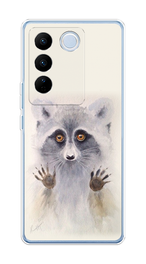 

Чехол на Vivo V27/V27 Pro "Енот за стеклом", Бежевый;серый, 268550-4