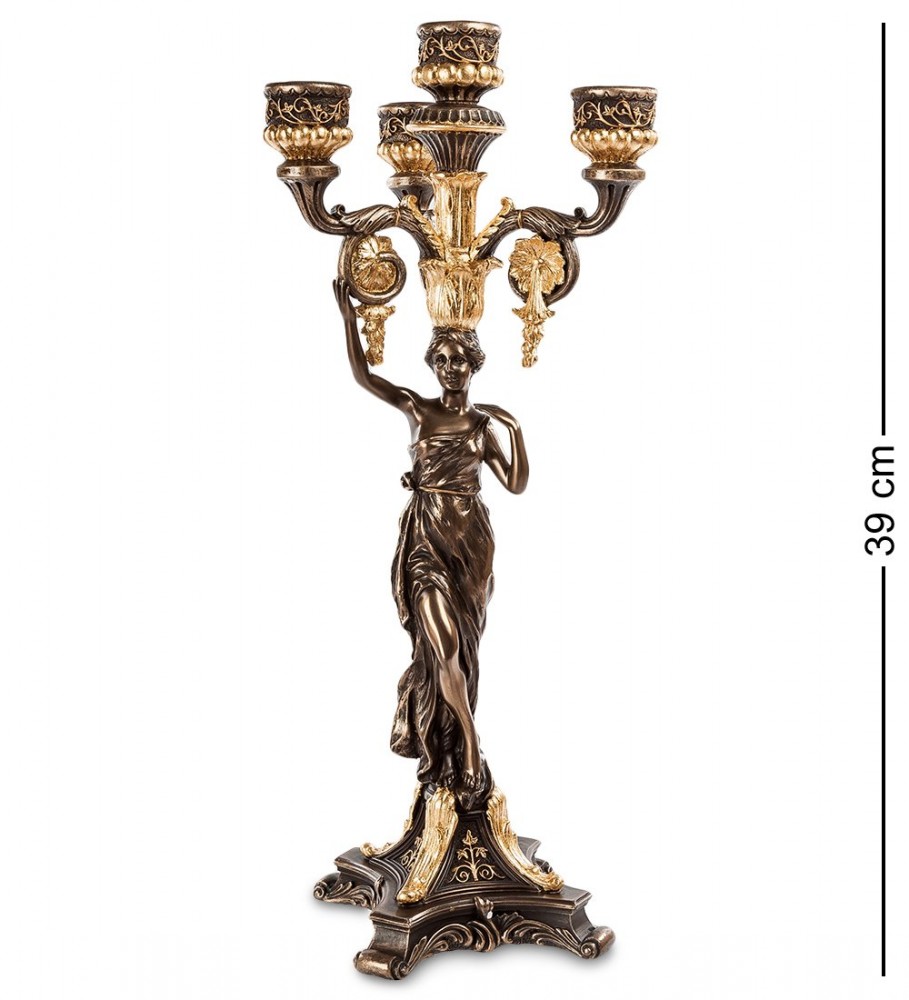 

Канделябр в древнеримском стиле Veronese "Девушка" (bronze/gold) WS-690/ 2, WS-690/2