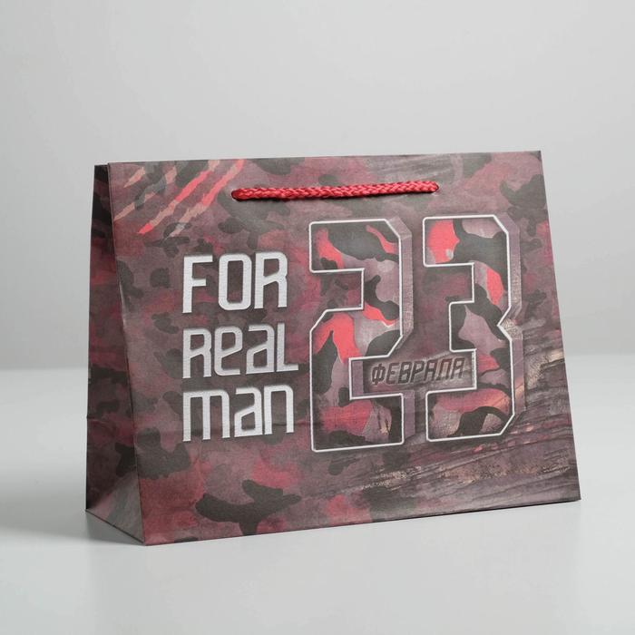 

Пакет крафтовый горизонтальный «For real man», MS 23 х 18 х 10 см(6 шт.), Красный