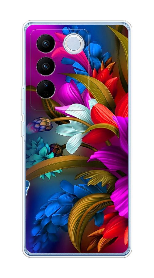 

Чехол на Vivo V27/V27 Pro "Фантастические цветы", Фиолетовый;красный;синий, 268550-2
