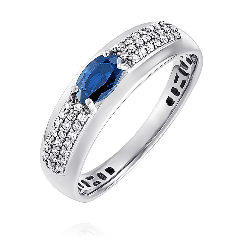 

Кольцо из белого золота с сапфиром/бриллиантом р.  ADAMAS 14040206/01-А51ДЧ-432, 14040206/01-А51ДЧ-432