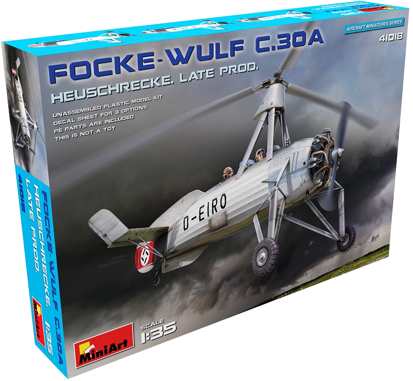 

Сборная модель MiniArt Разведывательный автожир Focke Wulf FW C.30A Heuschrecke 1/35