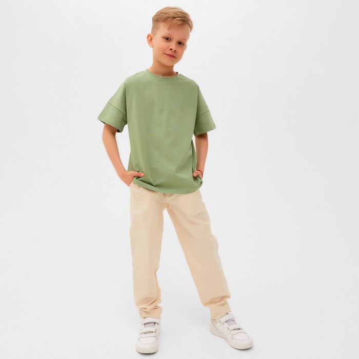 

MINAKU Брюки для мальчика MINAKU: Cotton collection цвет молочный, рост 146, Бежевый