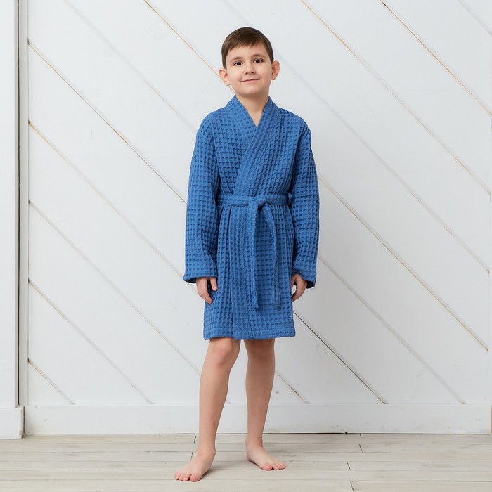 

Крошка Я Халат вафельный детский Крошка Я Boho р.32 (110-116 см) цв. синий, 100%хл, 290 г/