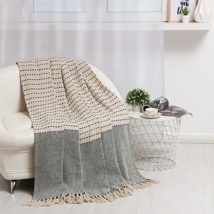

Плед Этель Marcus 200х220± 5 см, 450 гр/м2, цвет синий, хлопок 100%, Indian cotton