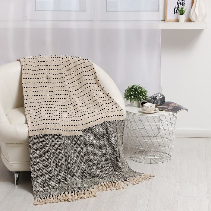 

Плед Этель Marcus 200х220± 5 см, 450 гр/м2, цвет серый, хлопок 100%, Indian cotton