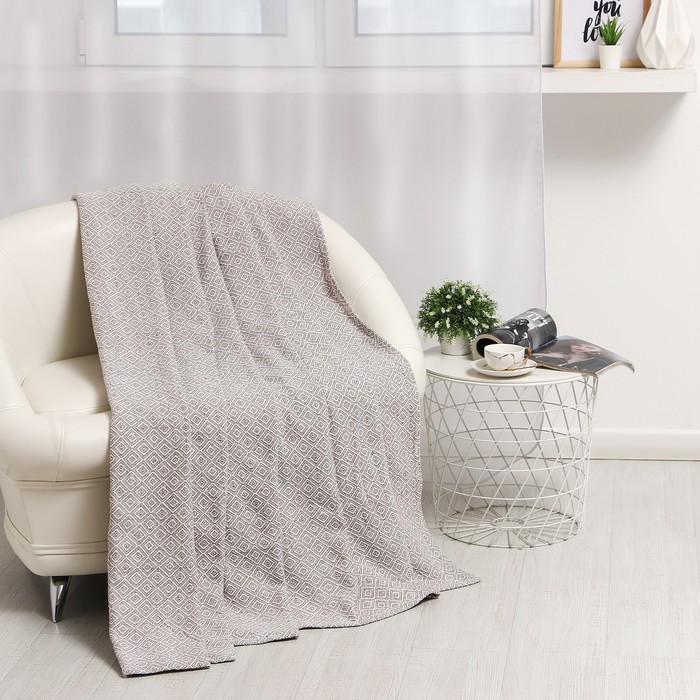 

Плед Этель Diamond 200х220± 5 см, 450 гр/м2, цвет бежевый, хлопок 100%, Indian cotton