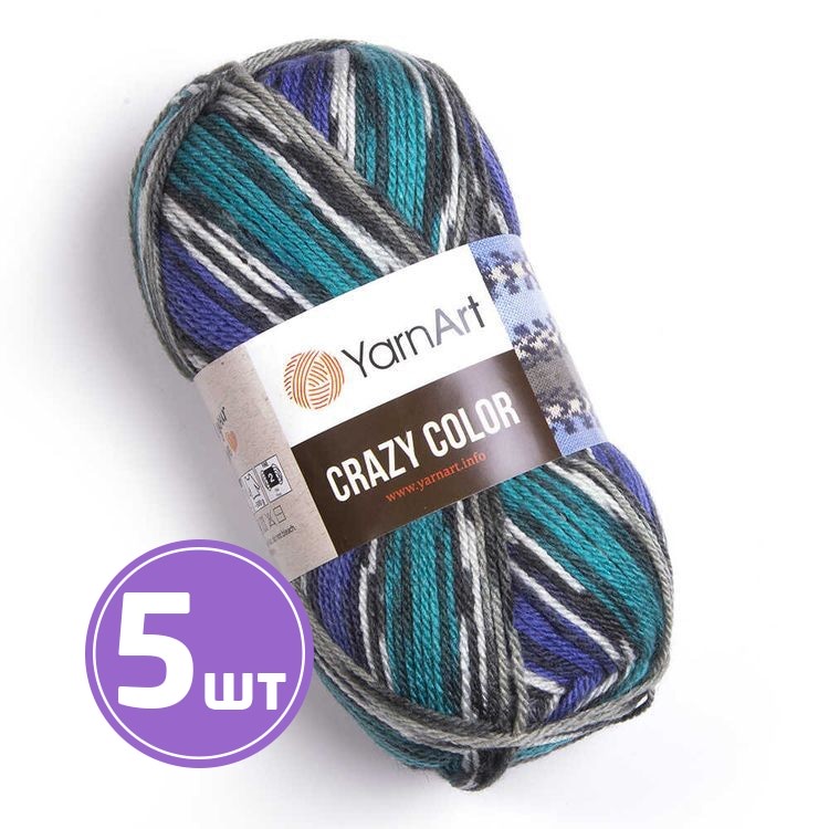

Пряжа YarnArt Crazy Color 181 мультиколор 5 шт по 100 г, Разноцветный