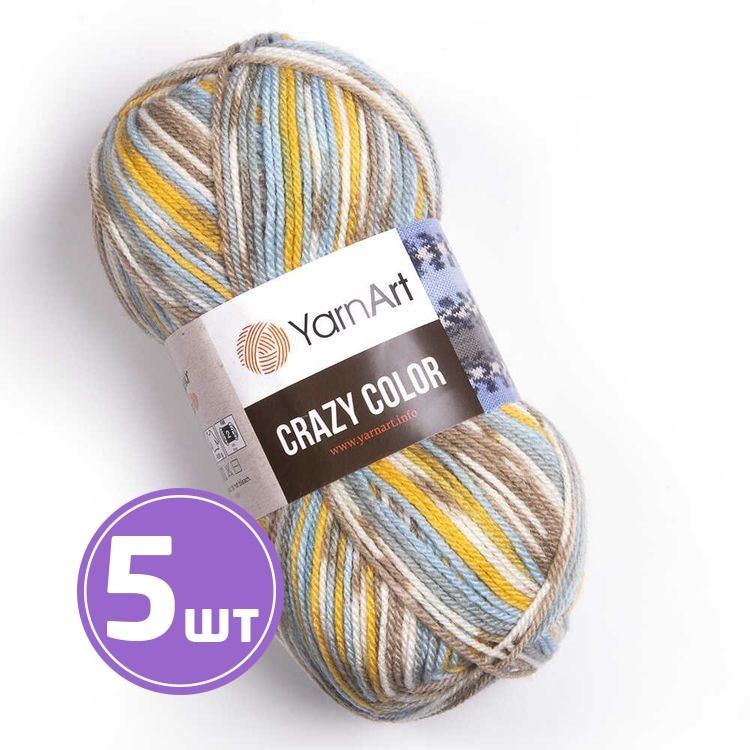 

Пряжа YarnArt Crazy Color 180 мультиколор 5 шт по 100 г, Разноцветный