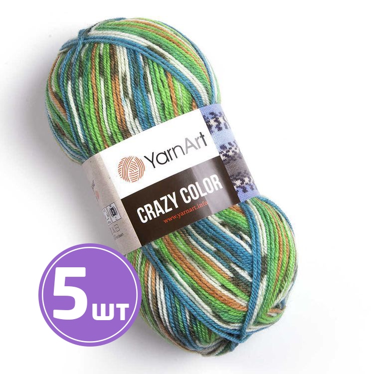 

Пряжа YarnArt Crazy Color 177 мультиколор 5 шт по 100 г, Разноцветный
