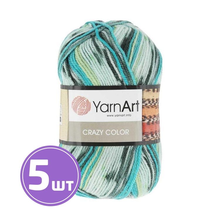 

Пряжа YarnArt Crazy Color 166 мультиколор 5 шт по 100 г, Разноцветный