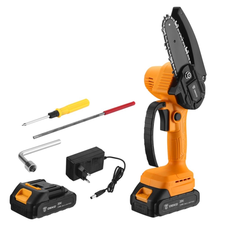 

Пила цепная аккумуляторная DEKO DKCHS 20-4, 20В, 2x2.0Ач 063-4308