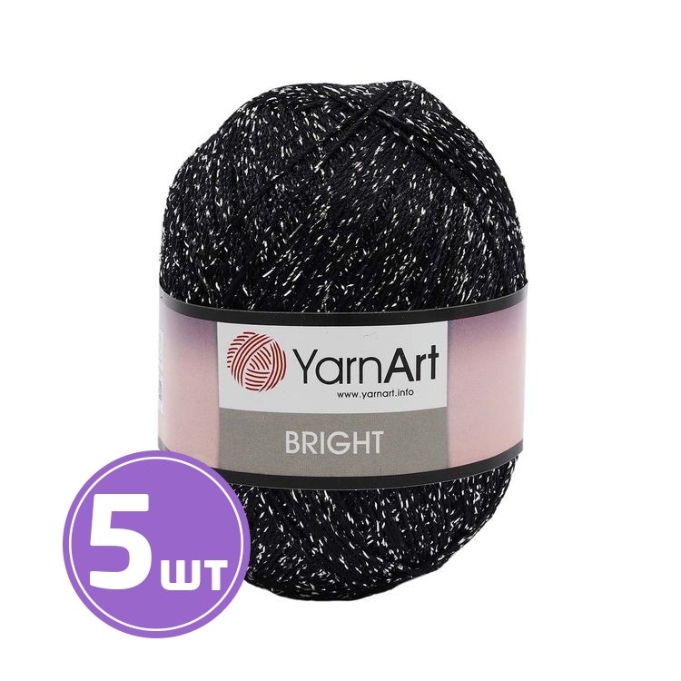 

Пряжа YarnArt Bright 107 черный-серебро 5 шт по 90 г
