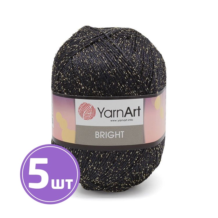 

Пряжа YarnArt Bright 105 черно-золотой 5 шт по 90 г, Черный