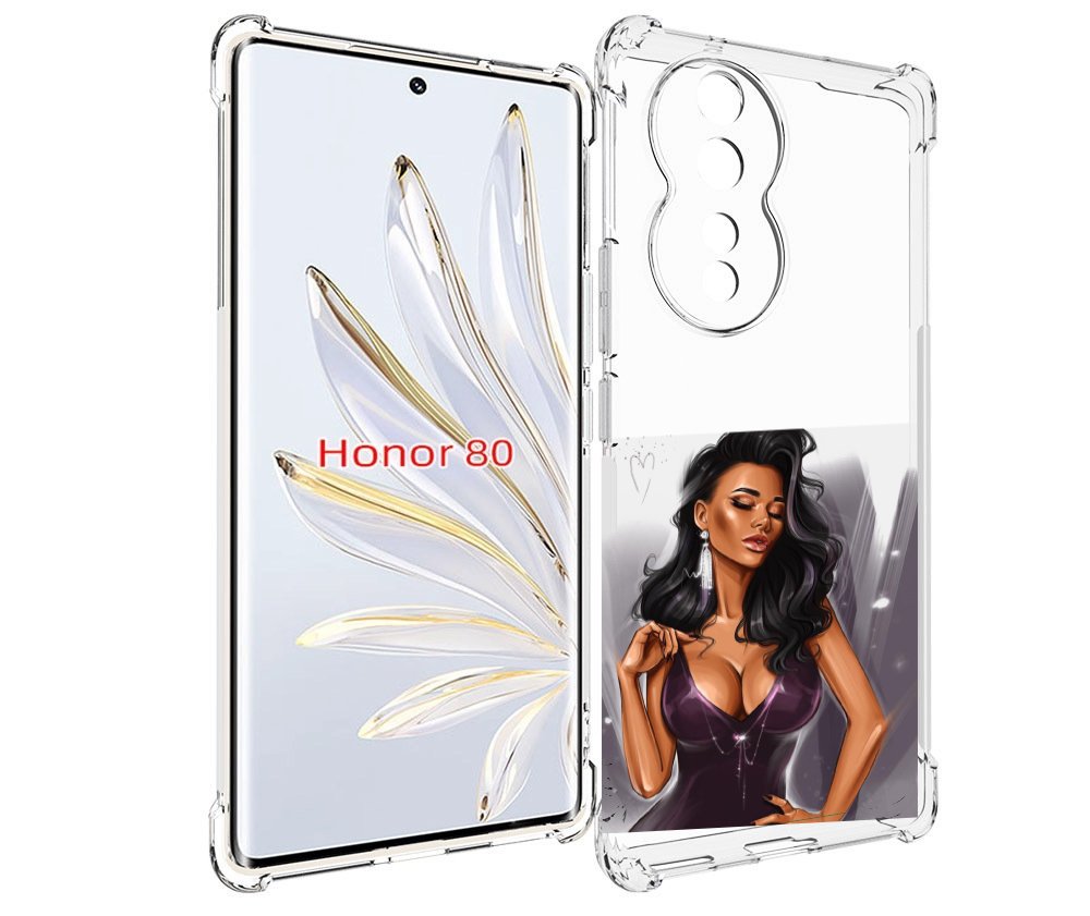 

Чехол MyPads нарисованная-девушка-в-фиолетовом-платье женский для Honor 80, Прозрачный, Tocco